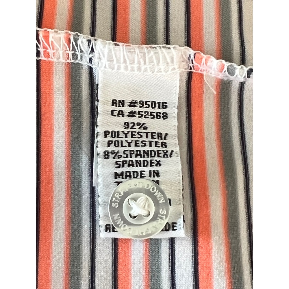 Straight Down Performance Golf Polo Shirt Mens Large Orange Gray Striped C 1903 - Picture 7 of 9